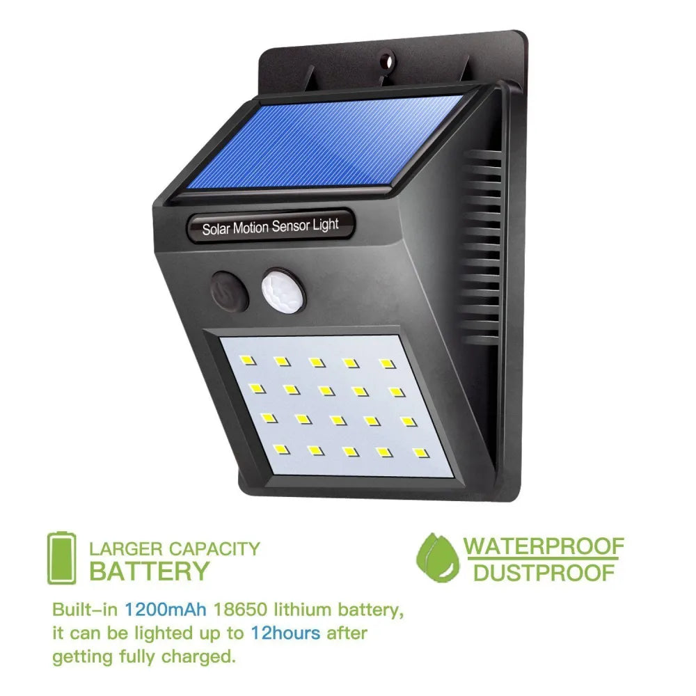 Vibe Geeks Wall Mount 20 LED Motion Sensor Solar Lights